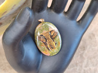 Polished Unakite Pendant with Hand Painted Elephant - Sold Per Item - From South Africa - Toprock Gemstones and Minerals
