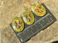 Polished Unakite Pendant with Hand Painted Elephant - Sold Per Item - From South Africa - Toprock Gemstones and Minerals