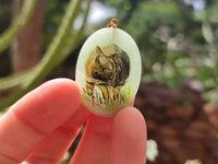 Polished Aventurine Pendant with Hand Painted Rhino - Sold Per Item - From Zimbabwe - Toprock Gemstones and Minerals