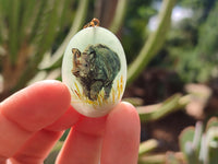 Polished Aventurine Pendant with Hand Painted Rhino - Sold Per Item - From Zimbabwe - Toprock Gemstones and Minerals