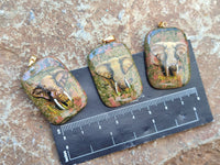 Polished Unakite Pendant with Hand Painted Elephant - Sold Per Item - From South Africa - Toprock Gemstones and Minerals