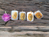 Polished Polychrome Jasper Pendant with Hand Painted Lion - sold per item - From Madagascar - Toprock Gemstones and Minerals