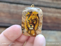 Polished Picture Stone Pendant with Hand Painted Lion - Sold Per Item - From Namibia - Toprock Gemstones and Minerals
