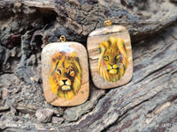 Polished Picture Stone Pendant with Hand Painted Lion - Sold Per Item - From Namibia - Toprock Gemstones and Minerals
