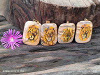 Polished Picture Stone Pendant with Hand Painted Lion - Sold Per Item - From Namibia - Toprock Gemstones and Minerals