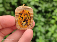 Polished Picture Stone Pendant with Hand Painted Lion - Sold Per Item - From Namibia - Toprock Gemstones and Minerals