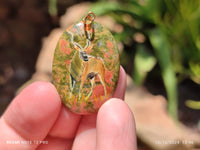 Polished Unakite Pendant with Hand Painted Kudu - Sold Per Item - From South Africa - Toprock Gemstones and Minerals