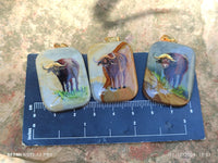 Polished Polychrome Jasper Pendant with Hand Painted Buffalo - sold per item - From Madagascar - Toprock Gemstones and Minerals