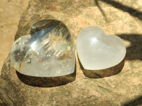 Polished Girasol Pearl Quartz Gemstone Hearts x 6 From Madagascar - Toprock Gemstones and Minerals
