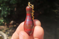 Hand Made Banded Tiger Iron Jasper Ten Pin Bowling Skittle Keyrings - sold per item - From South Africa - Toprock Gemstones and Minerals