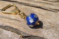 Hand Made Lapis Lazuli and Mother of Pearl Keyrings - Sold Per Item - From Afghanistan - Toprock Gemstones and Minerals
