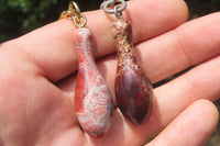 Hand Made Brecciated Red Jasper Ten Pin Bowling Skittle Keyrings - Sold Per Item - From South Africa - Toprock Gemstones and Minerals