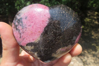 Polished Rhodonite Gemstone Hearts x 4 From Madagascar - Toprock Gemstones and Minerals