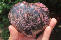 Polished Rhodonite Gemstone Hearts x 4 From Madagascar - Toprock Gemstones and Minerals