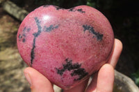 Polished Rhodonite Gemstone Hearts x 4 From Madagascar - Toprock Gemstones and Minerals