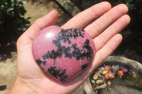Polished Rhodonite Gemstone Hearts x 4 From Madagascar - Toprock Gemstones and Minerals