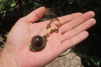 Polished Golden Tigers Eye Fancy Keyring - Sold Per Item - From South Africa - Toprock Gemstones and Minerals