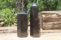 Polished Black Basalt Points x 12 From Antsirabe, Madagascar - Toprock Gemstones and Minerals