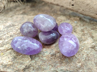 Polished Chevron Amethyst Palm Stones x 20 from Ankazobe, Madagascar - Toprock Gemstones and Minerals