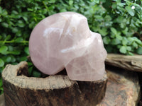 Hand Made Rose Quartz Skull Carving x 1 From Madagascar - Toprock Gemstones and Minerals