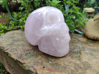 Hand Made Rose Quartz Skull Carving x 1 From Madagascar - Toprock Gemstones and Minerals
