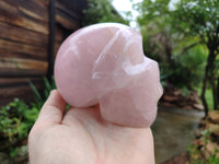 Hand Made Rose Quartz Skull Carving x 1 From Madagascar - Toprock Gemstones and Minerals