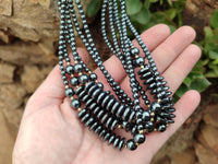 Polished Silver Hematite Bead and Disk Choker Necklace - Sold Per Item - From China - Toprock Gemstones and Minerals