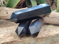 Polished Black Basalt Points x 3 From Antsirabe, Madagascar - Toprock Gemstones and Minerals