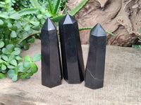 Polished Black Basalt Points x 3 From Antsirabe, Madagascar - Toprock Gemstones and Minerals