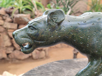 Hand Made Green Verdite Leopard Carving x 1 From Zimbabwe - Toprock Gemstones and Minerals