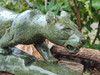 Hand Made Green Verdite Leopard Carving x 1 From Zimbabwe - Toprock Gemstones and Minerals