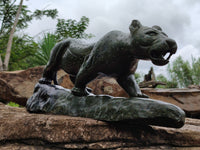 Hand Made Green Verdite Leopard Carving x 1 From Zimbabwe - Toprock Gemstones and Minerals