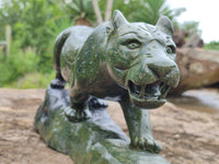 Hand Made Green Verdite Leopard Carving x 1 From Zimbabwe - Toprock Gemstones and Minerals
