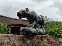 Hand Made Green Verdite Leopard Carving x 1 From Zimbabwe - Toprock Gemstones and Minerals