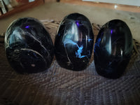 Polished Schorl Black Tourmaline Standing Free Forms x 3 From Madagascar - Toprock Gemstones and Minerals