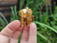 Polished Large Golden Tigers Eye Elephant Pendant with Gold Bail and Trim - Sold Per Item - From China - Toprock Gemstones and Minerals