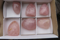 Polished Rose Quartz Standing Free Forms x 6 From Madagascar - Toprock Gemstones and Minerals