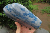 Polished Blue Spinel Spotted Quartz Standing Free Form x 1 From Madagascar - Toprock Gemstones and Minerals