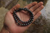 Polished Hematite & Gold Beaded Necklace - Sold Per Item - From Southern Africa - Toprock Gemstones and Minerals