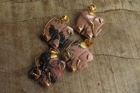 Polished Rhodonite Pink Elephant Pendant with Gold Bail and Trim - Sold Per Item - From Madagascar - Toprock Gemstones and Minerals