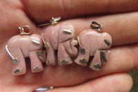 Polished Rhodonite Pink Elephant Pendant with Gold Bail and Trim - Sold Per Item - From Madagascar - Toprock Gemstones and Minerals