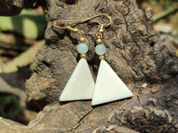 Polished Fancy White Onyx and Aventurine Earrings - Sold per Pair - From China - Toprock Gemstones and Minerals