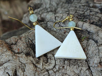 Polished Fancy White Onyx and Aventurine Earrings - Sold per Pair - From China - Toprock Gemstones and Minerals