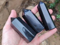 Polished Black Basalt Points x 12 From Antsirabe, Madagascar - Toprock Gemstones and Minerals