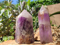 Polished Chevron Amethyst Points x 2 From Madagascar - Toprock Gemstones and Minerals