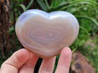 Polished Banded Agate Gemstone Hearts x 6 From Madagascar - Toprock Gemstones and Minerals