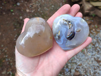 Polished Banded Agate Gemstone Hearts x 6 From Madagascar - Toprock Gemstones and Minerals
