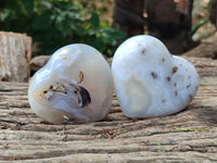 Polished Banded Agate Gemstone Hearts x 6 From Madagascar - Toprock Gemstones and Minerals