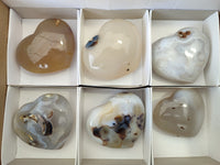 Polished Banded Agate Gemstone Hearts x 6 From Madagascar - Toprock Gemstones and Minerals