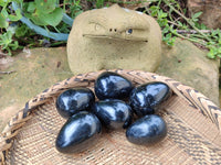 Polished Schorl Black Tourmaline Eggs x 6 From Madagascar - Toprock Gemstones and Minerals